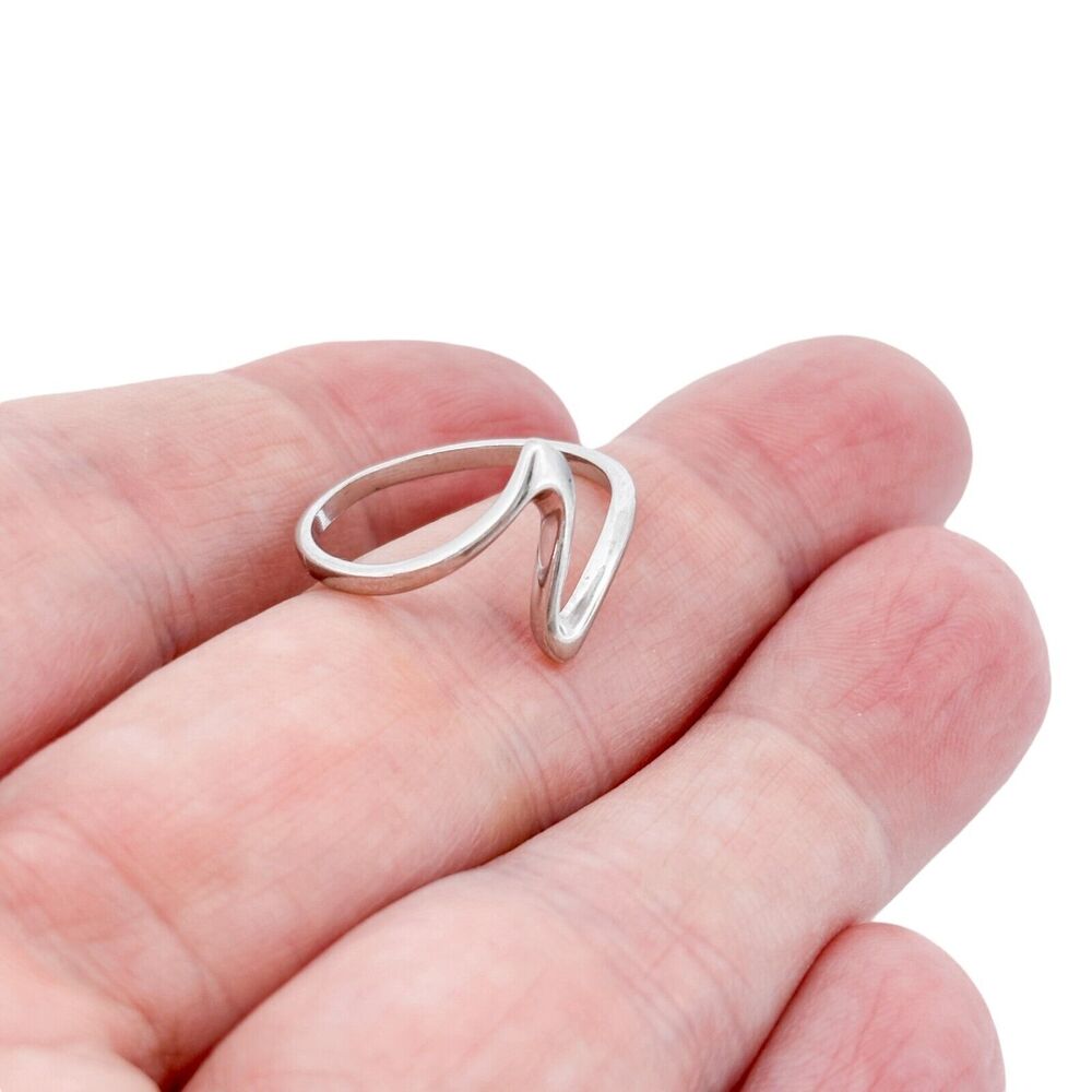 Estate ATI Sterling Silver 925 14mm Abstract Swirl Wave Ring Size 8